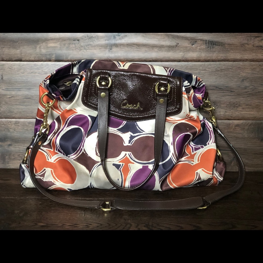 Purple and Orange Coach Label Purse